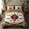 Sacred Path Southwest quilted 3-piece bedding set on a made bed with two matching pillow shams