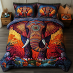 Safari Spirit quilted 3-piece bedding set on a made bed with two matching pillow shams
