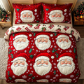 Santa Charm quilted 3-piece bedding set on a made bed with two matching pillow shams