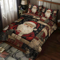 Santa Cozy quilted 3-piece bedding set on a made bed with two matching pillow shams