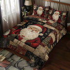 Santa Cozy quilted 3-piece bedding set on a made bed with two matching pillow shams