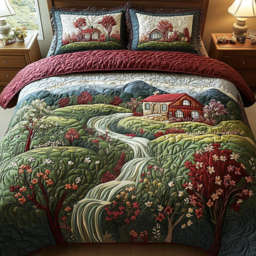 Serene Garden 3-Piece Quilted Bedding Set