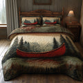 Silent Waters quilted 3-piece bedding set on a made bed with two matching pillow shams