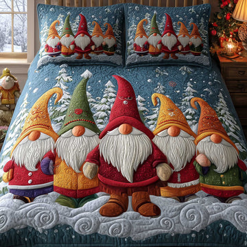 Snuggle Gnome 3-Piece Quilted Bedding Set