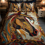 Southwest Canter quilted 3-piece bedding set on a made bed with two matching pillow shams