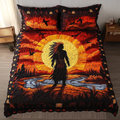 Southwest Soul quilted 3-piece bedding set on a made bed with two matching pillow shams