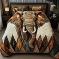 Southwest Spirit Animal quilted 3-piece bedding set on a made bed with two matching pillow shams