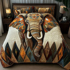 Southwest Spirit Animal quilted 3-piece bedding set on a made bed with two matching pillow shams