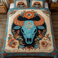 Southwest Strength quilted 3-piece bedding set on a made bed with two matching pillow shams