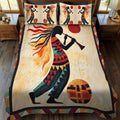 Southwest Winds quilted 3-piece bedding set on a made bed with two matching pillow shams