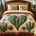 Spiny Love quilted 3-piece bedding set on a made bed with two matching pillow shams