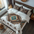 Spirit Weave Southwest quilted 3-piece bedding set on a made bed with two matching pillow shams