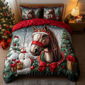 Stallion Elegance quilted 3-piece bedding set on a made bed with two matching pillow shams