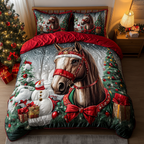 Stallion Elegance quilted 3-piece bedding set on a made bed with two matching pillow shams