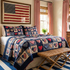 Sweet Moments quilted 3-piece bedding set on a made bed with two matching pillow shams