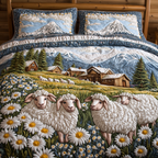 Sweet Sheep Animal quilted 3-piece bedding set on a made bed with two matching pillow shams