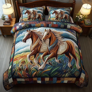 Swift Hooves 3-Piece Quilted Bedding Set