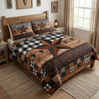 Texas Classic US State quilted 3-piece bedding set on a made bed with two matching pillow shams