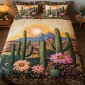 Thorny Grace quilted 3-piece bedding set on a made bed with two matching pillow shams
