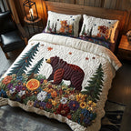 Timberland Trail quilted 3-piece bedding set on a made bed with two matching pillow shams
