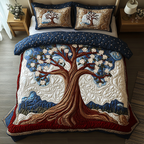 Timeless Growth quilted 3-piece bedding set on a made bed with two matching pillow shams