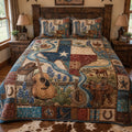 Timeless Texas Heritage quilted 3-piece bedding set on a made bed with two matching pillow shams