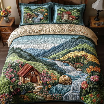 Tranquil Escape Cottage 3-Piece Quilted Bedding Set