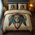 Tribal Echoes Southwest quilted 3-piece bedding set on a made bed with two matching pillow shams