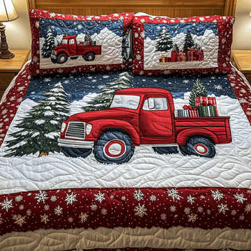 Truck Of Joy 3-Piece Quilted Bedding Set
