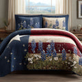 Union Wildflowers quilted 3-piece bedding set on a made bed with two matching pillow shams