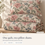 In the set: one quilt and two matching pillow shams printed from the same artwork, inserts not included (sample design shown)