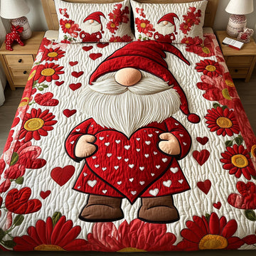 Valen Gnome Love 3-Piece Quilted Bedding Set