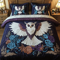 Velvet Hoot quilted 3-piece bedding set on a made bed with two matching pillow shams