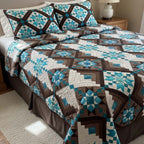 Western Starlight quilted 3-piece bedding set on a made bed with two matching pillow shams