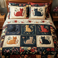Whisker Dreams Animal quilted 3-piece bedding set on a made bed with two matching pillow shams