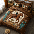 Wild West Haven quilted 3-piece bedding set on a made bed with two matching pillow shams