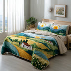 Wildflower Hills quilted 3-piece bedding set on a made bed with two matching pillow shams