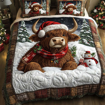 Winter Glow Cow 3-Piece Quilted Bedding Set