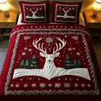 Winter Majesty quilted 3-piece bedding set on a made bed with two matching pillow shams