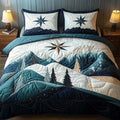 Winter Star quilted 3-piece bedding set on a made bed with two matching pillow shams