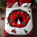 Winter Wonderland Warp quilted 3-piece bedding set on a made bed with two matching pillow shams