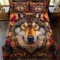 Wolf Southwest quilted 3-piece bedding set on a made bed with two matching pillow shams